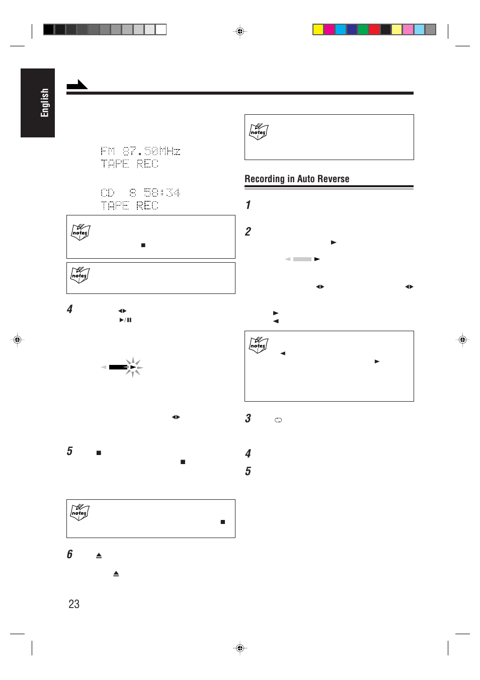 English, Recording in auto reverse | JVC AX-UXG66 User Manual | Page 28 / 38