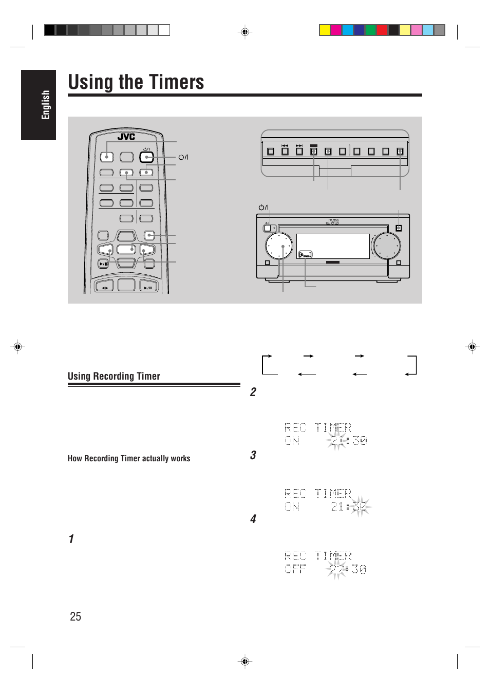 Using the timers, English, Using recording timer | How recording timer actually works | JVC AX-UXG66 User Manual | Page 30 / 38