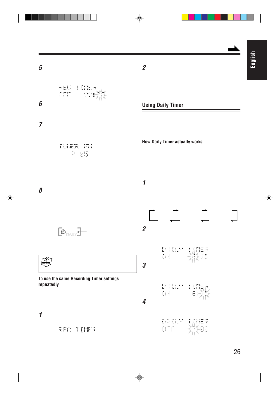 English, Using daily timer | JVC AX-UXG66 User Manual | Page 31 / 38