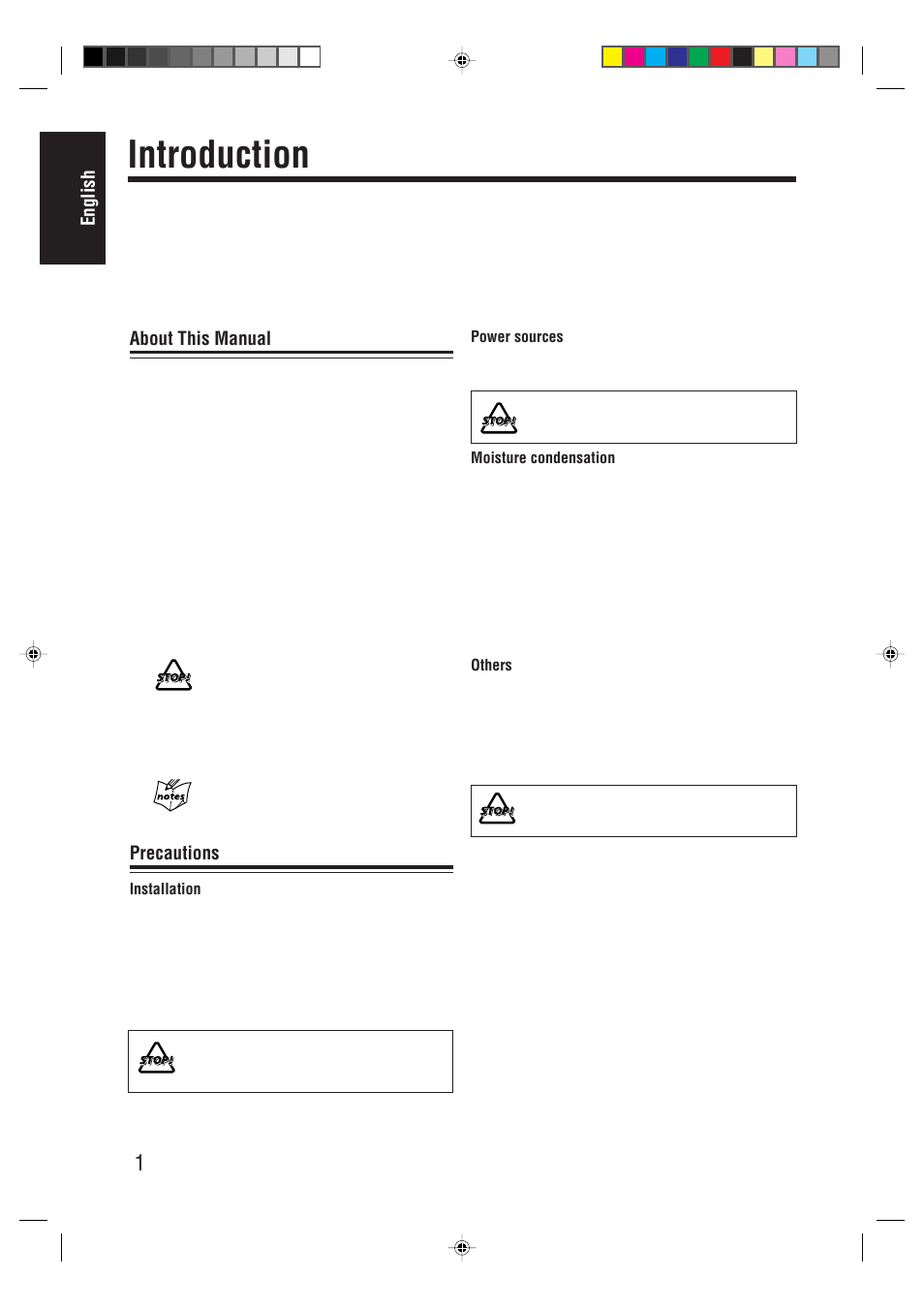 Introduction, English, About this manual | Precautions | JVC AX-UXG66 User Manual | Page 6 / 38