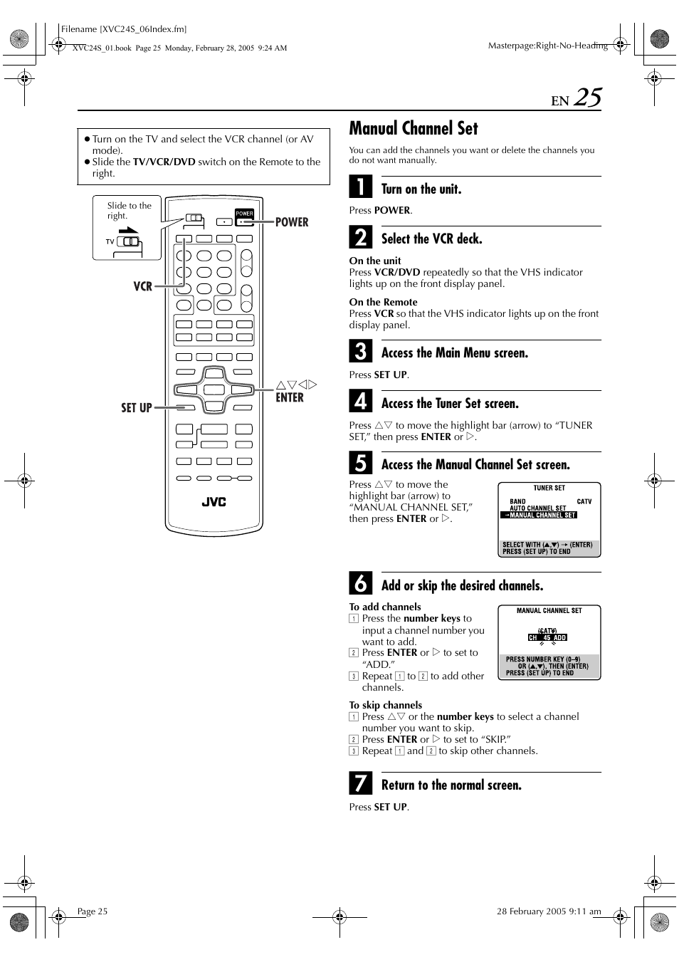 Manual channel set | JVC HR-XVC24S User Manual | Page 25 / 76