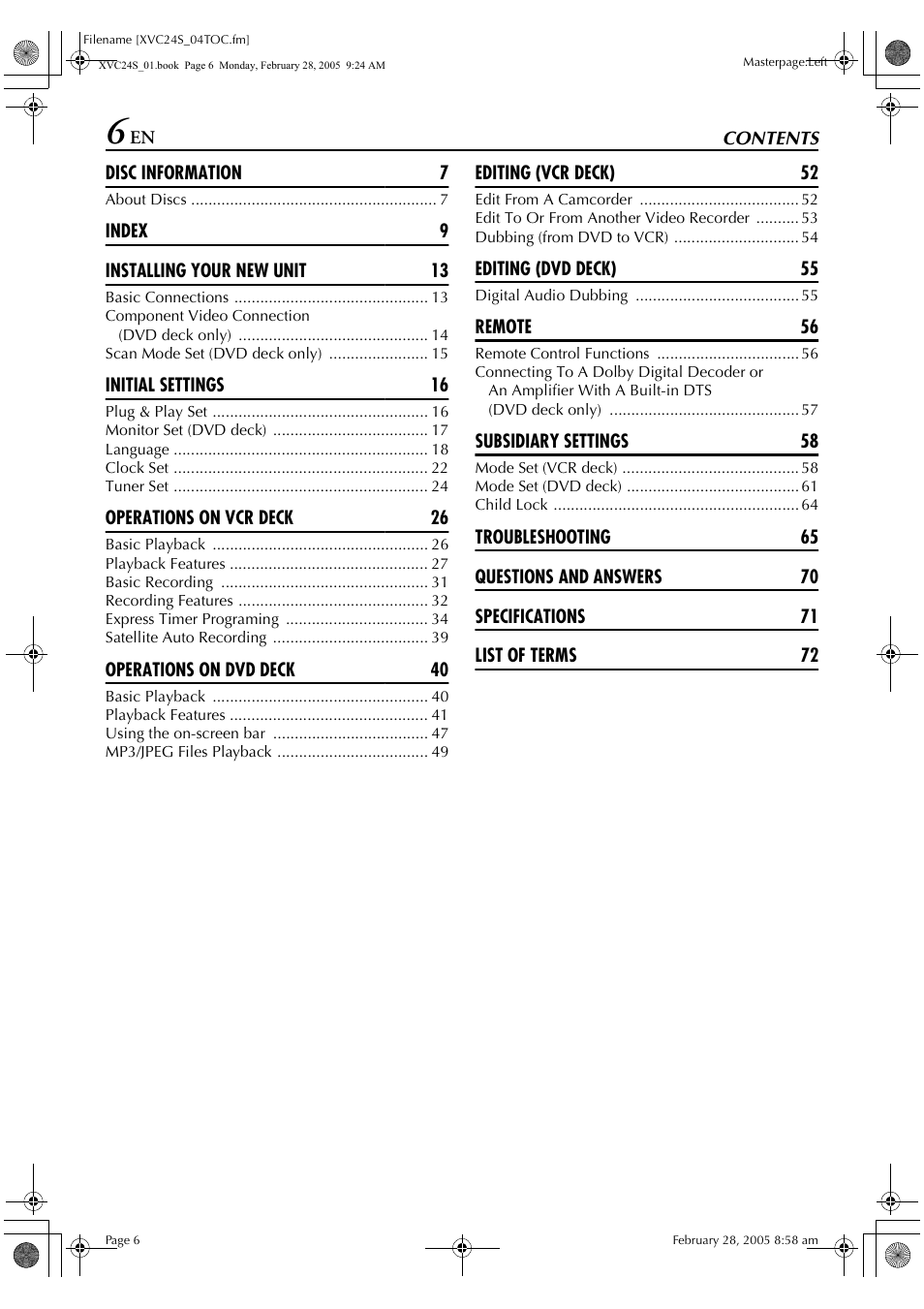 JVC HR-XVC24S User Manual | Page 6 / 76