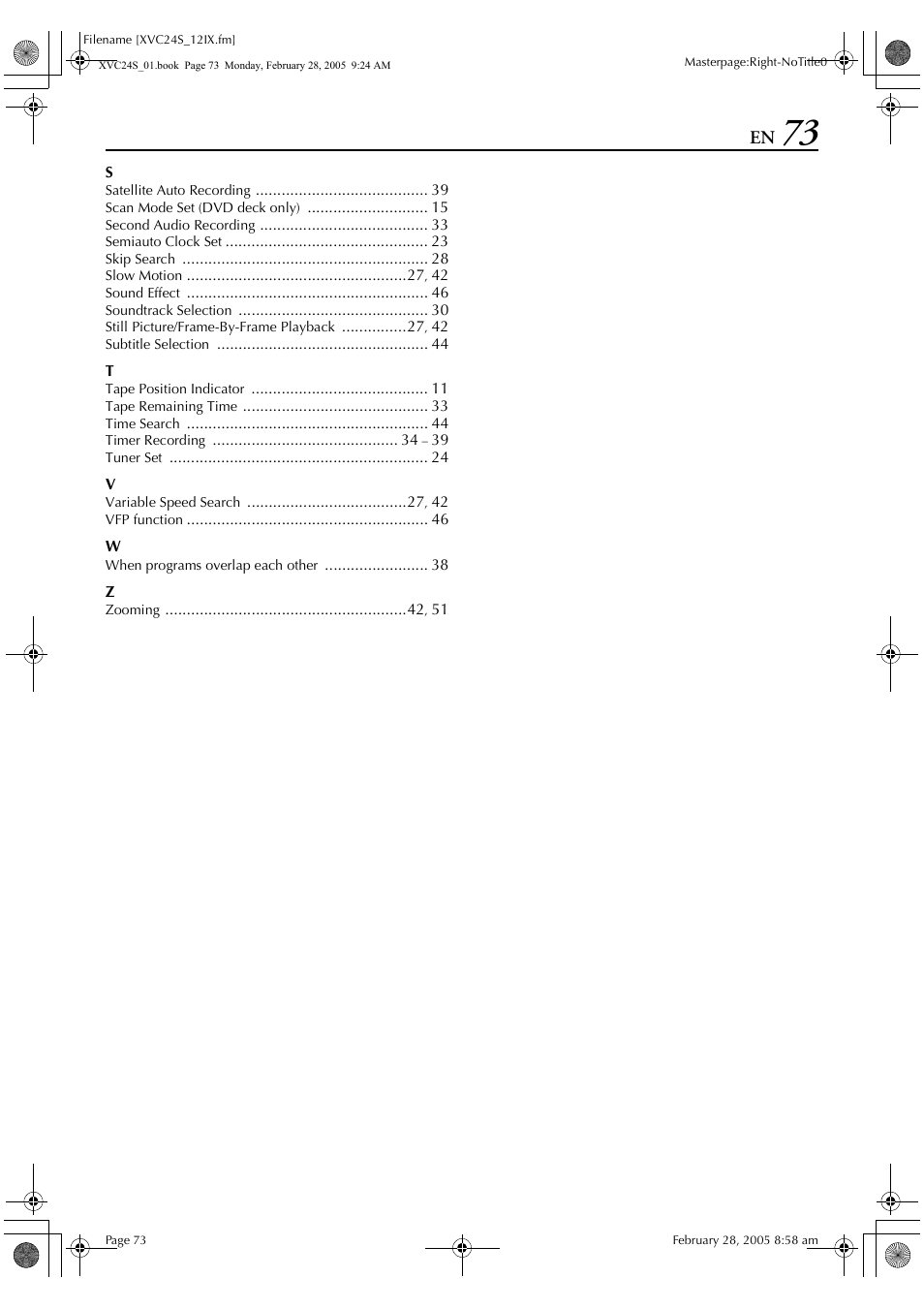JVC HR-XVC24S User Manual | Page 73 / 76