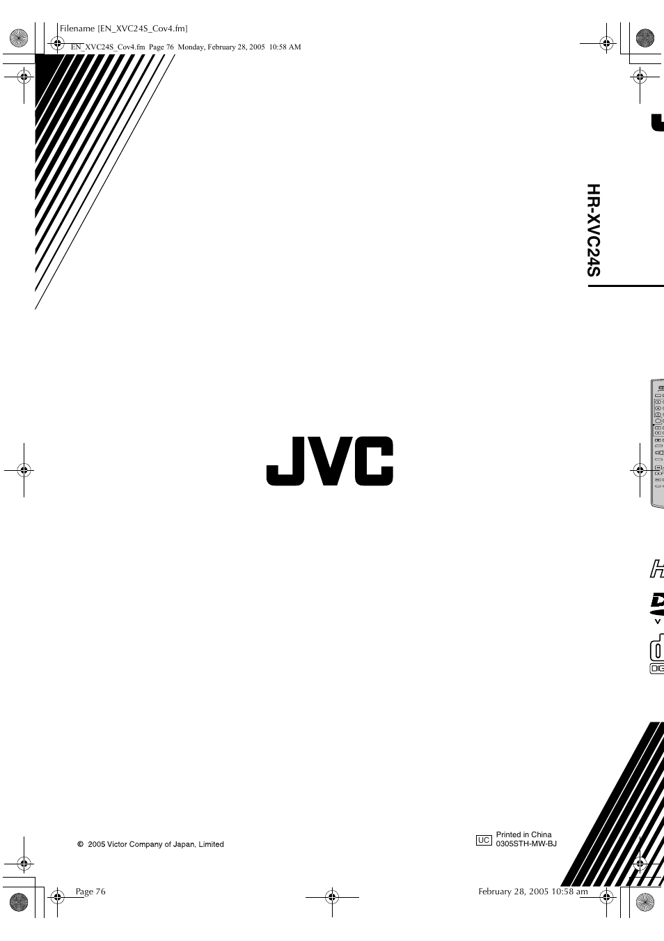 Hr -x vc2 4s | JVC HR-XVC24S User Manual | Page 76 / 76