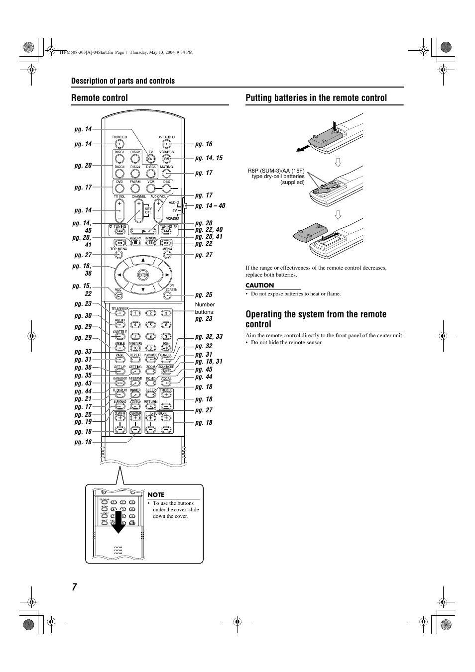 Operating the system from the remote control | JVC TH-M508 User Manual | Page 10 / 52