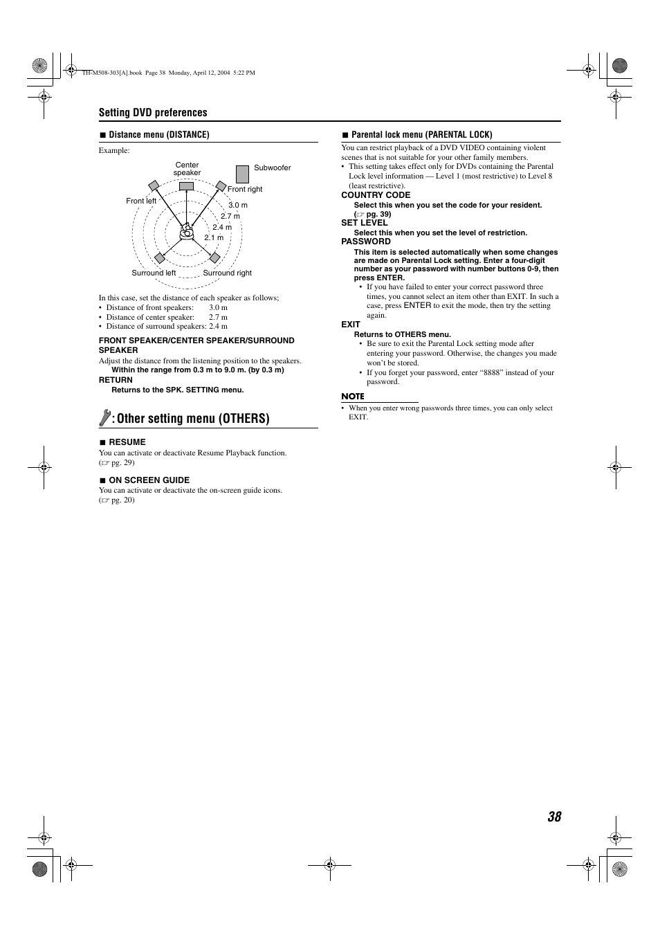 Other setting menu (others) | JVC TH-M508 User Manual | Page 41 / 52