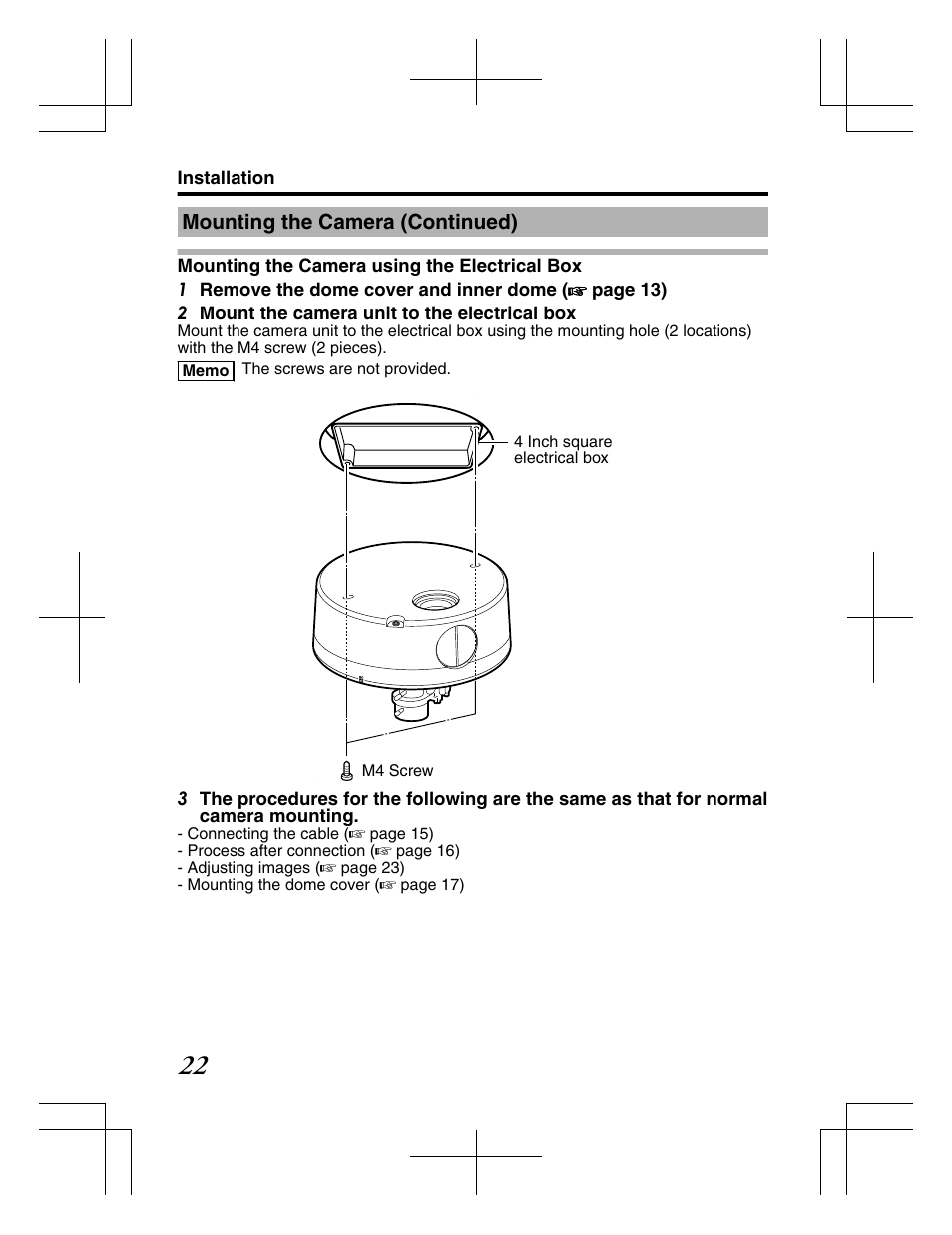 Mounting the camera (continued) | JVC TK-C2201WPE User Manual | Page 22 / 32