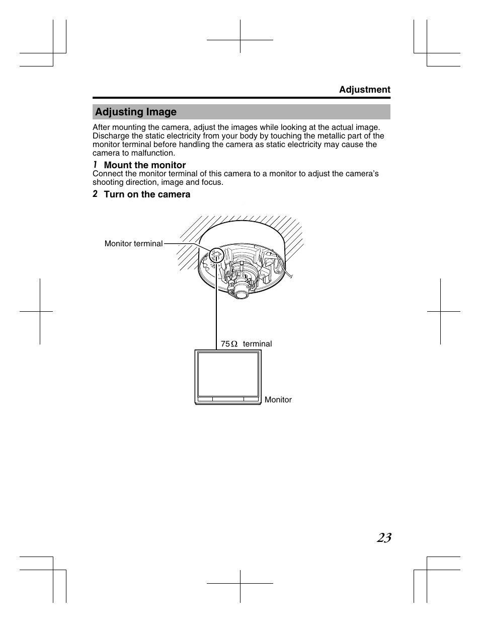 Adjustment, Adjusting image | JVC TK-C2201WPE User Manual | Page 23 / 32