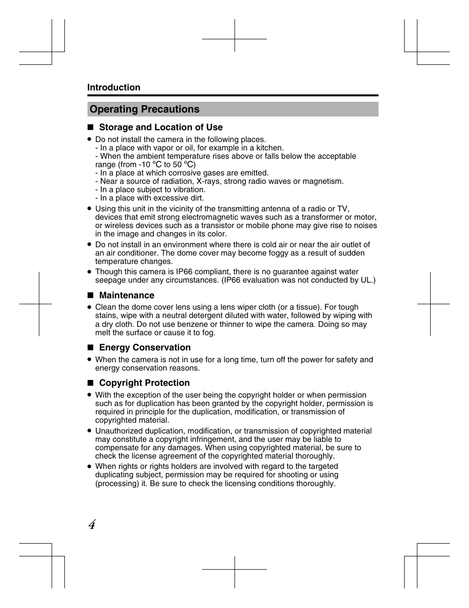 Operating precautions | JVC TK-C2201WPE User Manual | Page 4 / 32