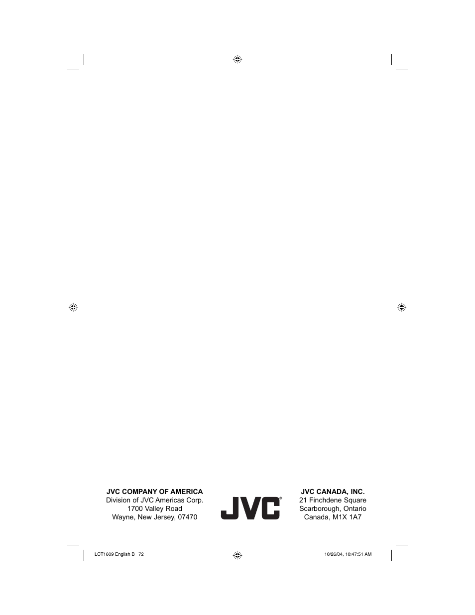JVC I'Art LCT1609-001B-A User Manual | Page 72 / 72