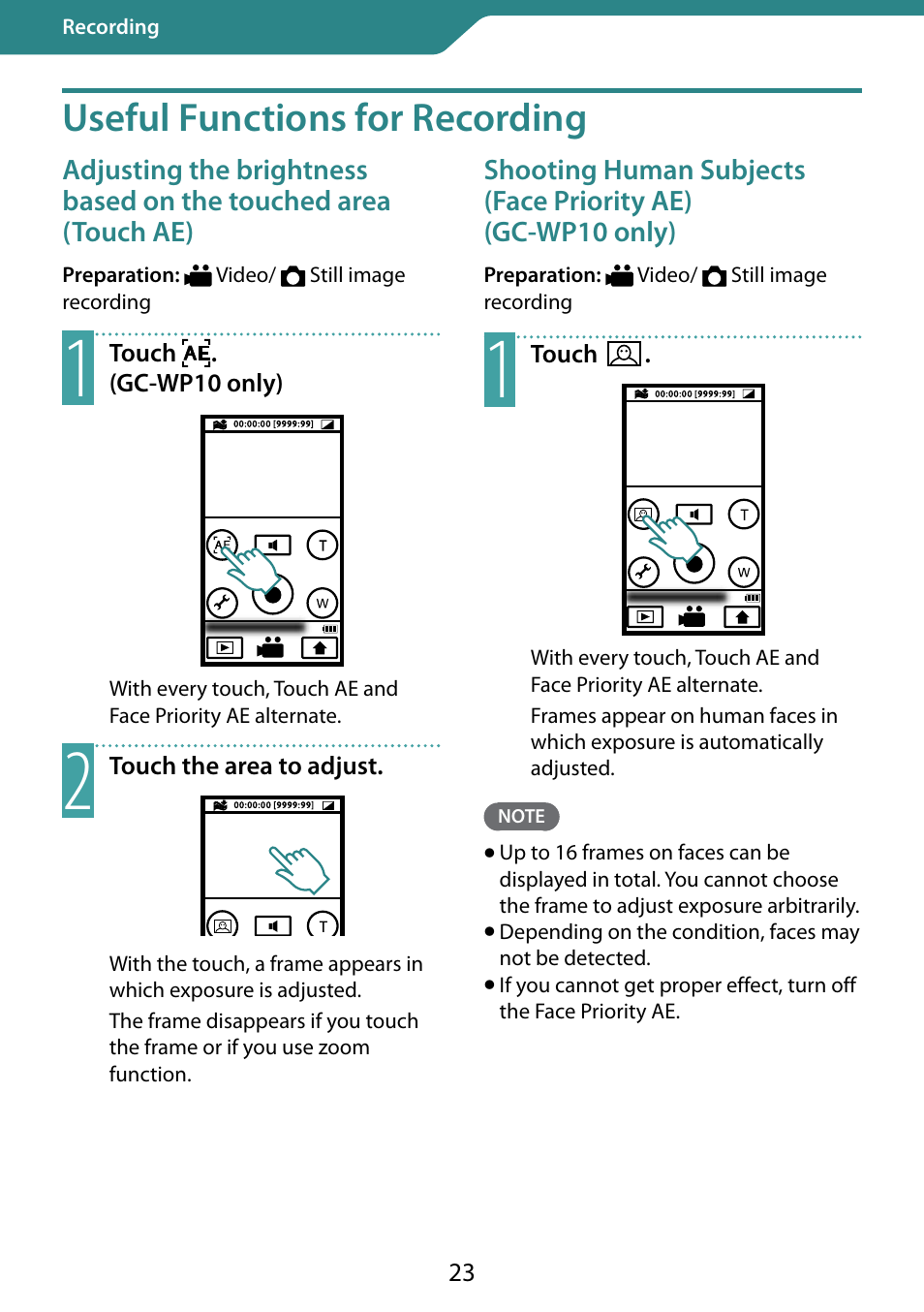 Useful functions for recording | JVC 0810YMH-AL-OT User Manual | Page 23 / 54