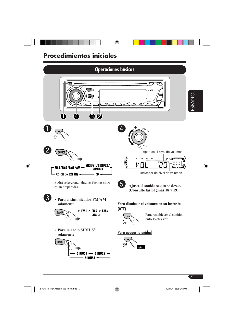 Procedimientos iniciales, Operaciones básicas | JVC GET0248-001B User Manual | Page 39 / 98