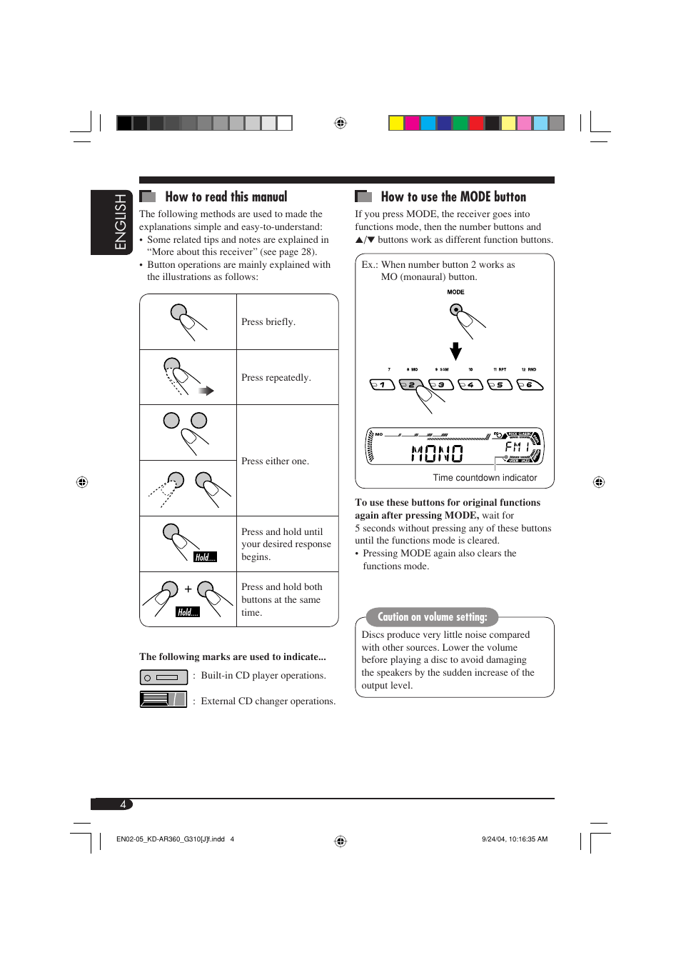 English how to read this manual, How to use the mode button | JVC GET0248-001B User Manual | Page 4 / 98