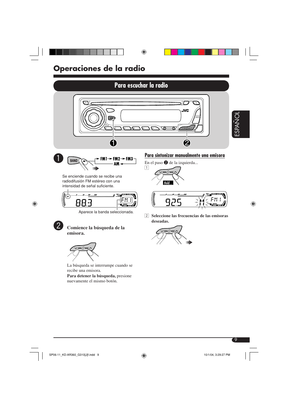 Operaciones de la radio, Para escuchar la radio | JVC GET0248-001B User Manual | Page 41 / 98