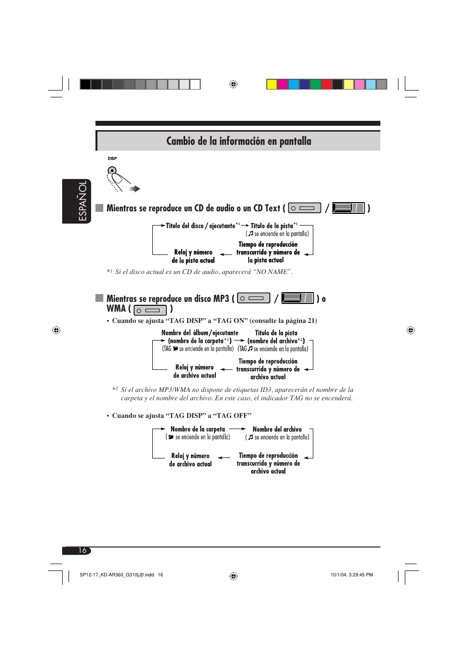 Cambio de la información en pantalla | JVC GET0248-001B User Manual | Page 48 / 98