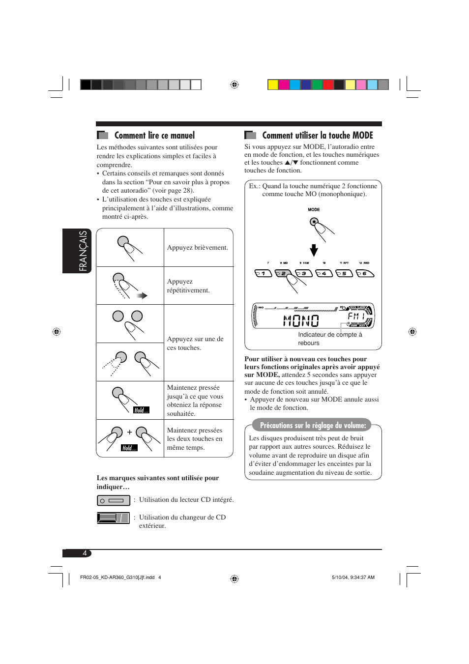 Français comment lire ce manuel, Comment utiliser la touche mode | JVC GET0248-001B User Manual | Page 68 / 98