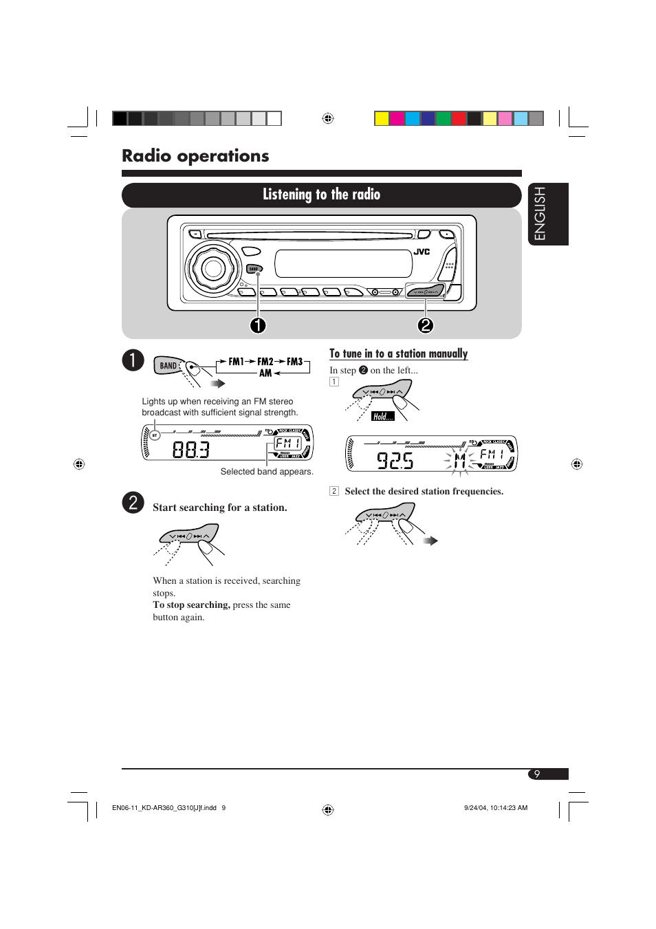 Radio operations, Listening to the radio | JVC GET0248-001B User Manual | Page 9 / 98