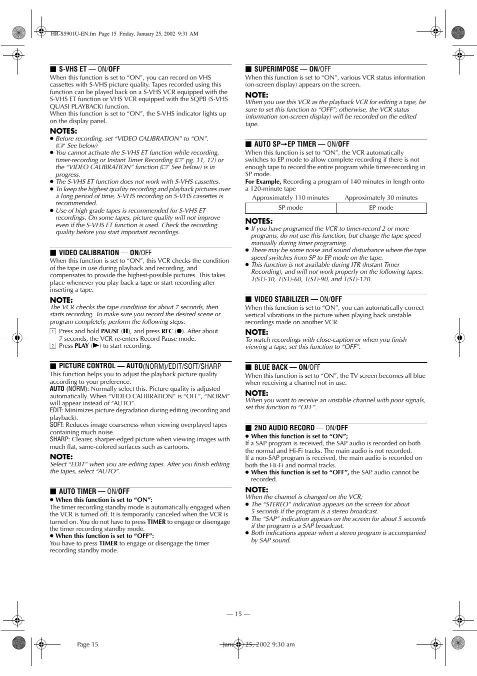 JVC HR-5911U User Manual | Page 15 / 24