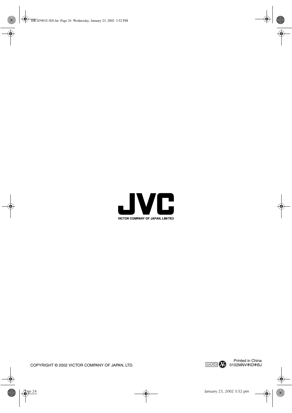 JVC HR-5911U User Manual | Page 24 / 24