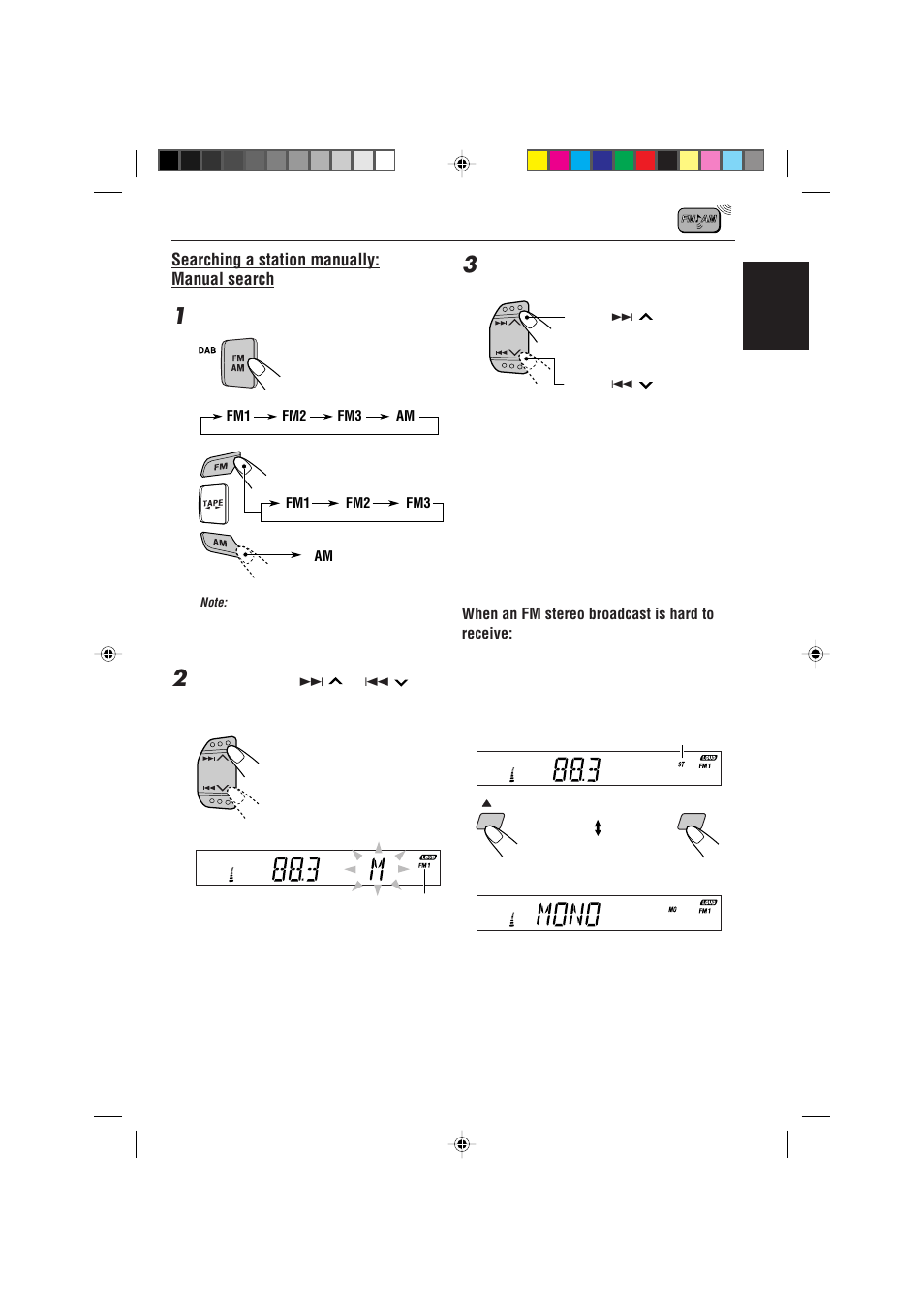 Searching a station manually: manual search | JVC KS-FX725R User Manual | Page 7 / 38