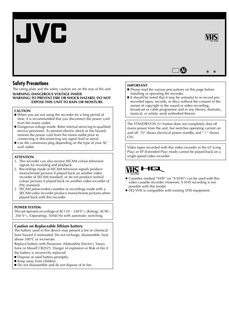 JVC HR-J381EM User Manual | 16 pages