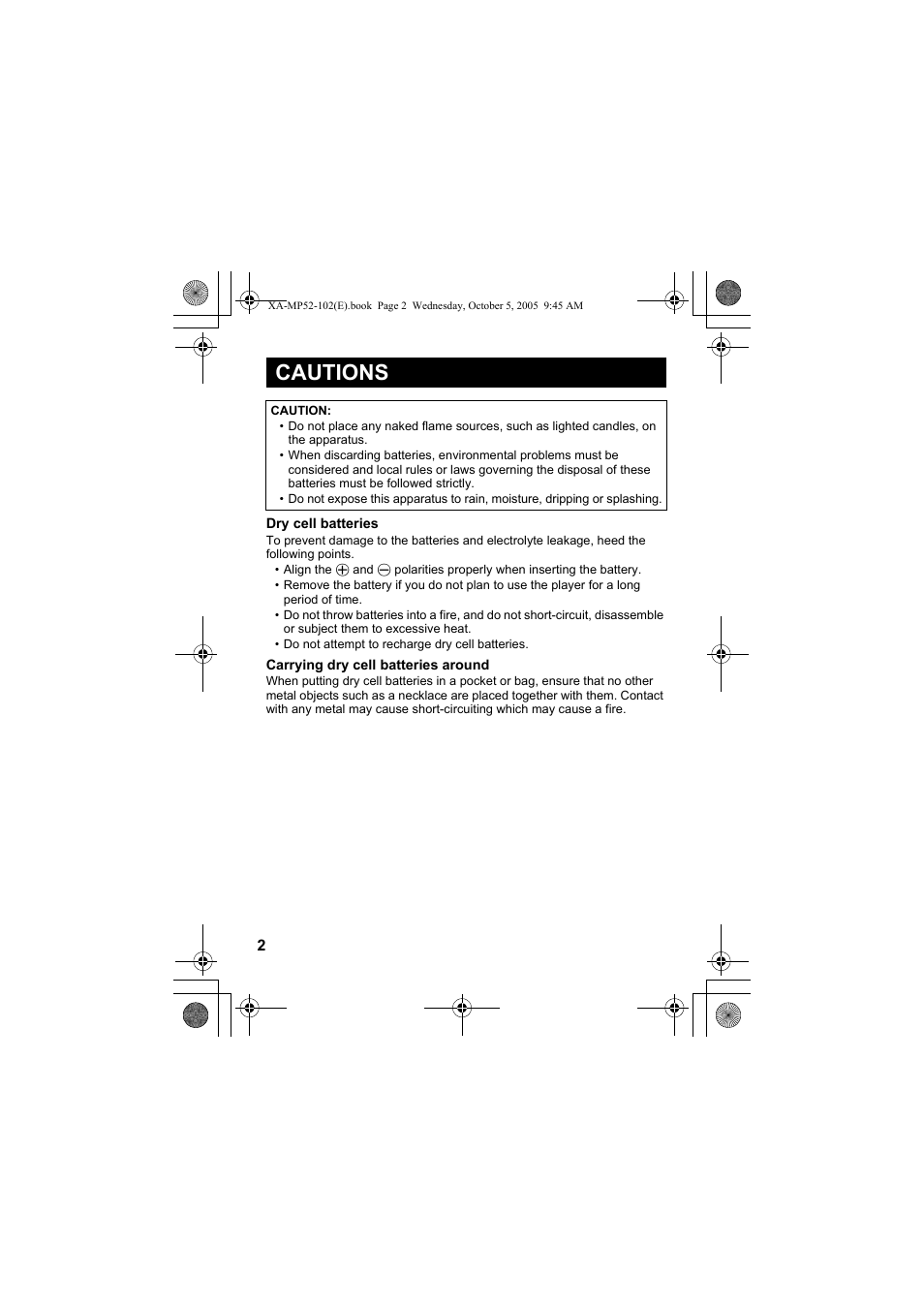 Cautions | JVC XA-MP102A User Manual | Page 2 / 40