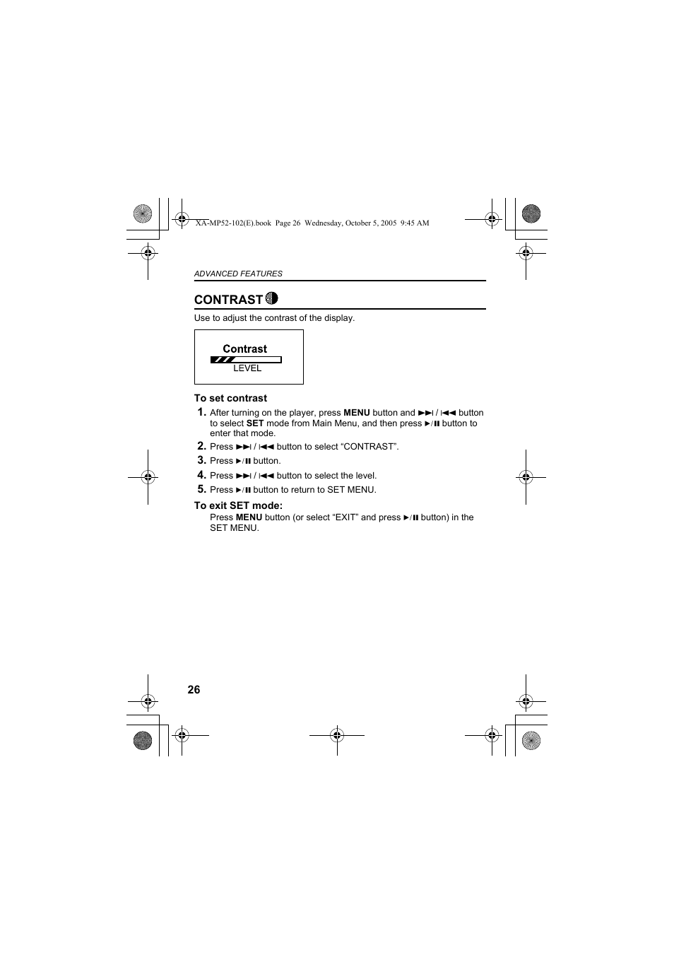 Contrast | JVC XA-MP102A User Manual | Page 26 / 40