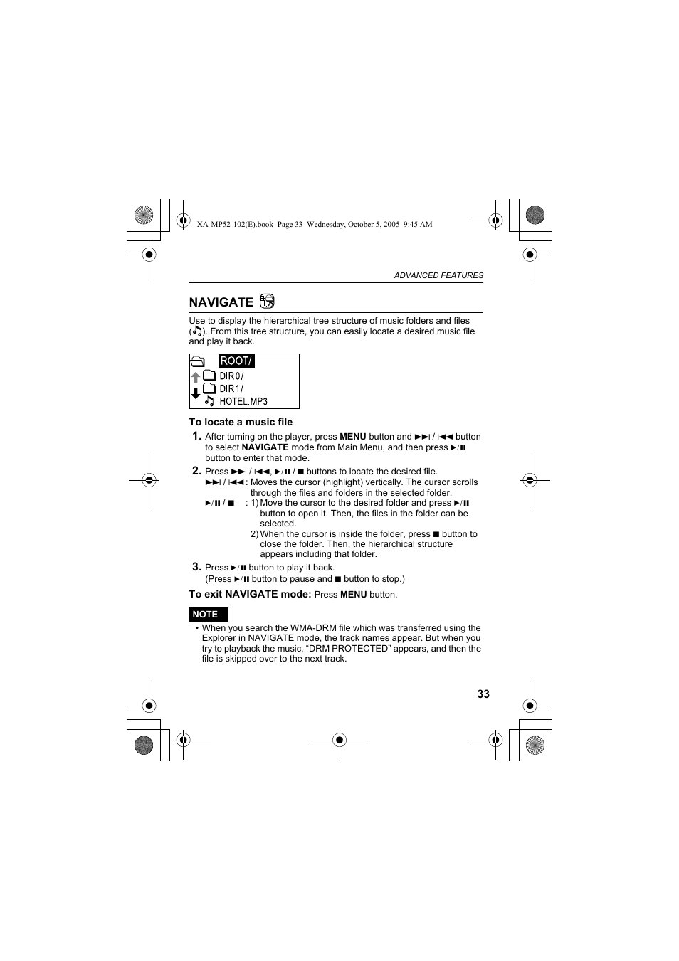 Navigate | JVC XA-MP102A User Manual | Page 33 / 40