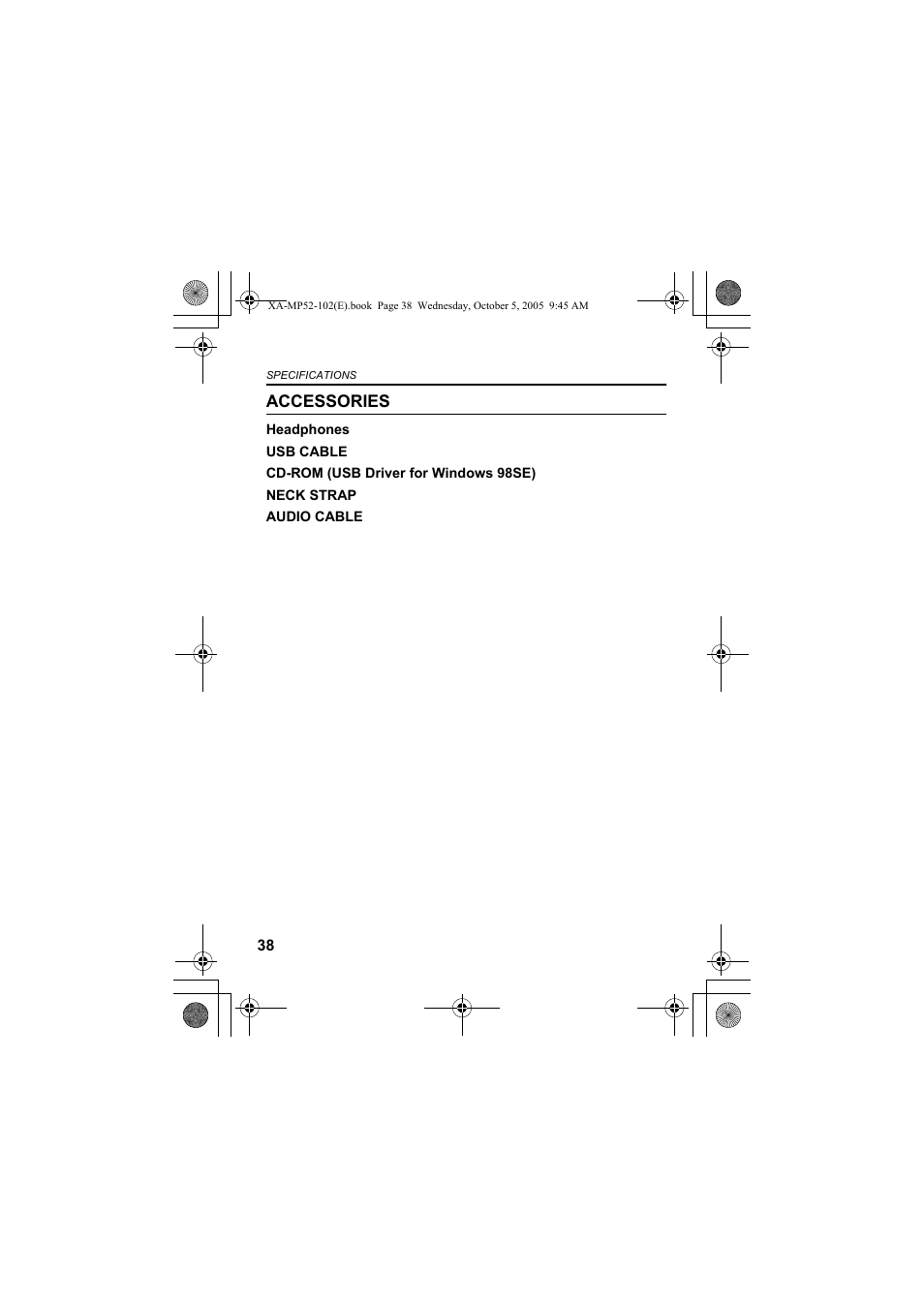 Accessories | JVC XA-MP102A User Manual | Page 38 / 40