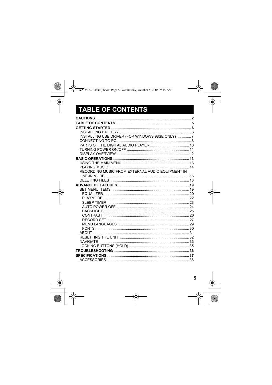 JVC XA-MP102A User Manual | Page 5 / 40