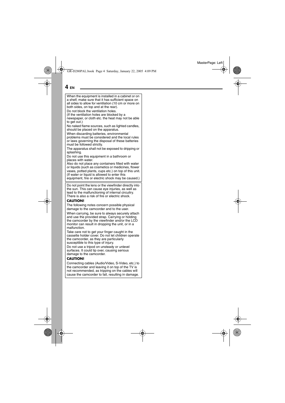 4 and 10 | JVC GR-D280 User Manual | Page 4 / 56