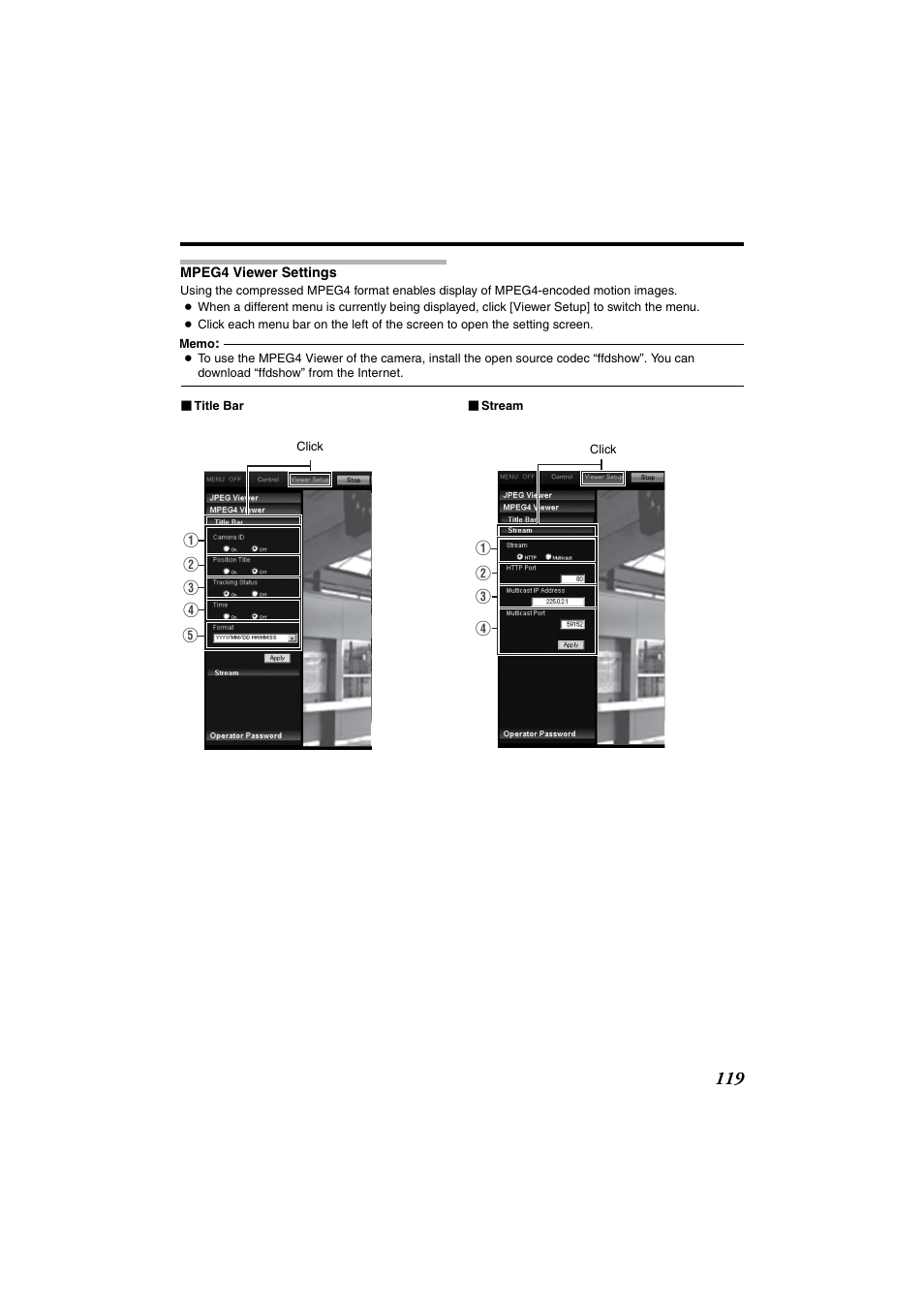 Mpeg4 viewer settings | JVC VN-685U User Manual | Page 119 / 130