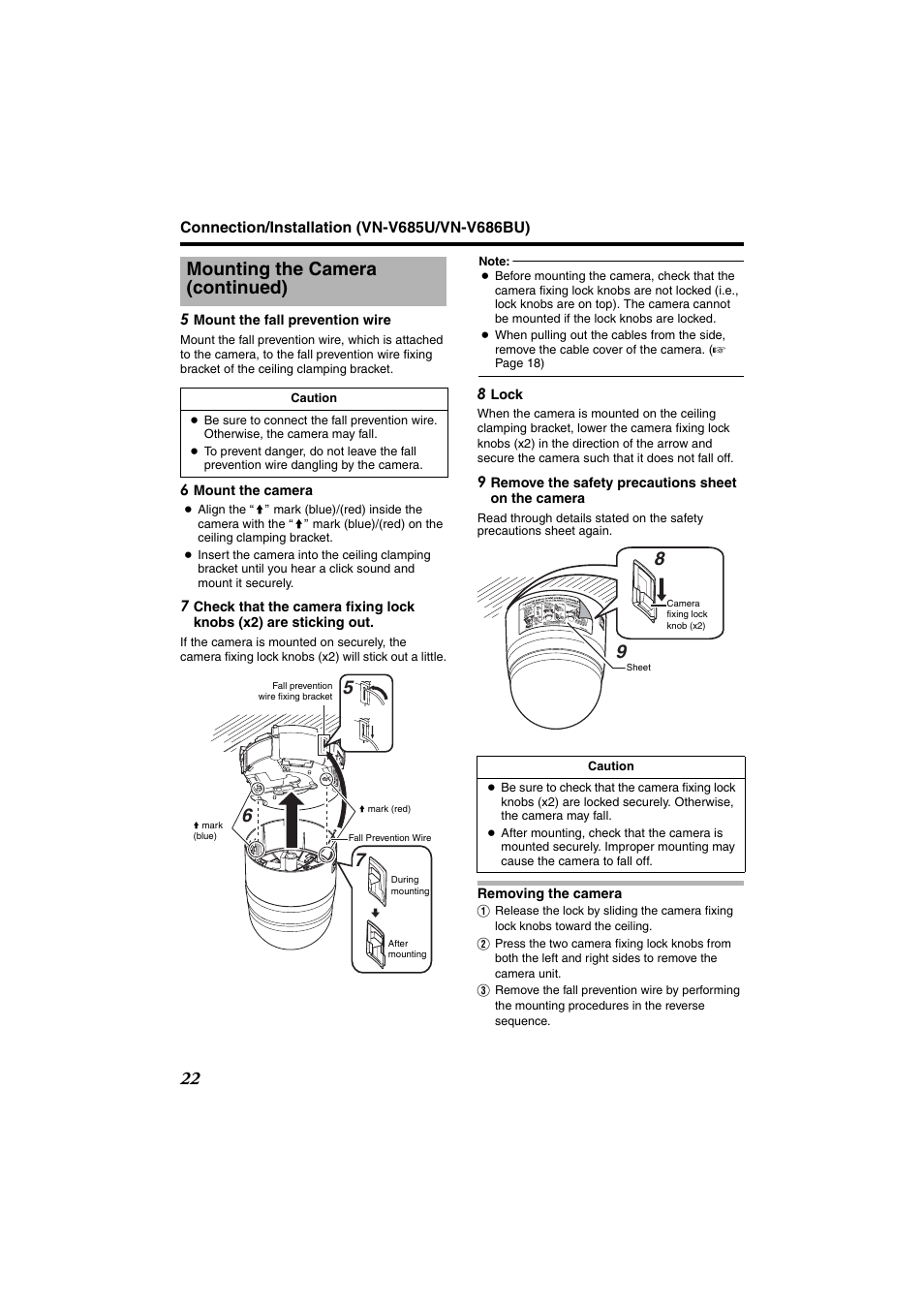 Mounting the camera (continued) | JVC VN-685U User Manual | Page 22 / 130