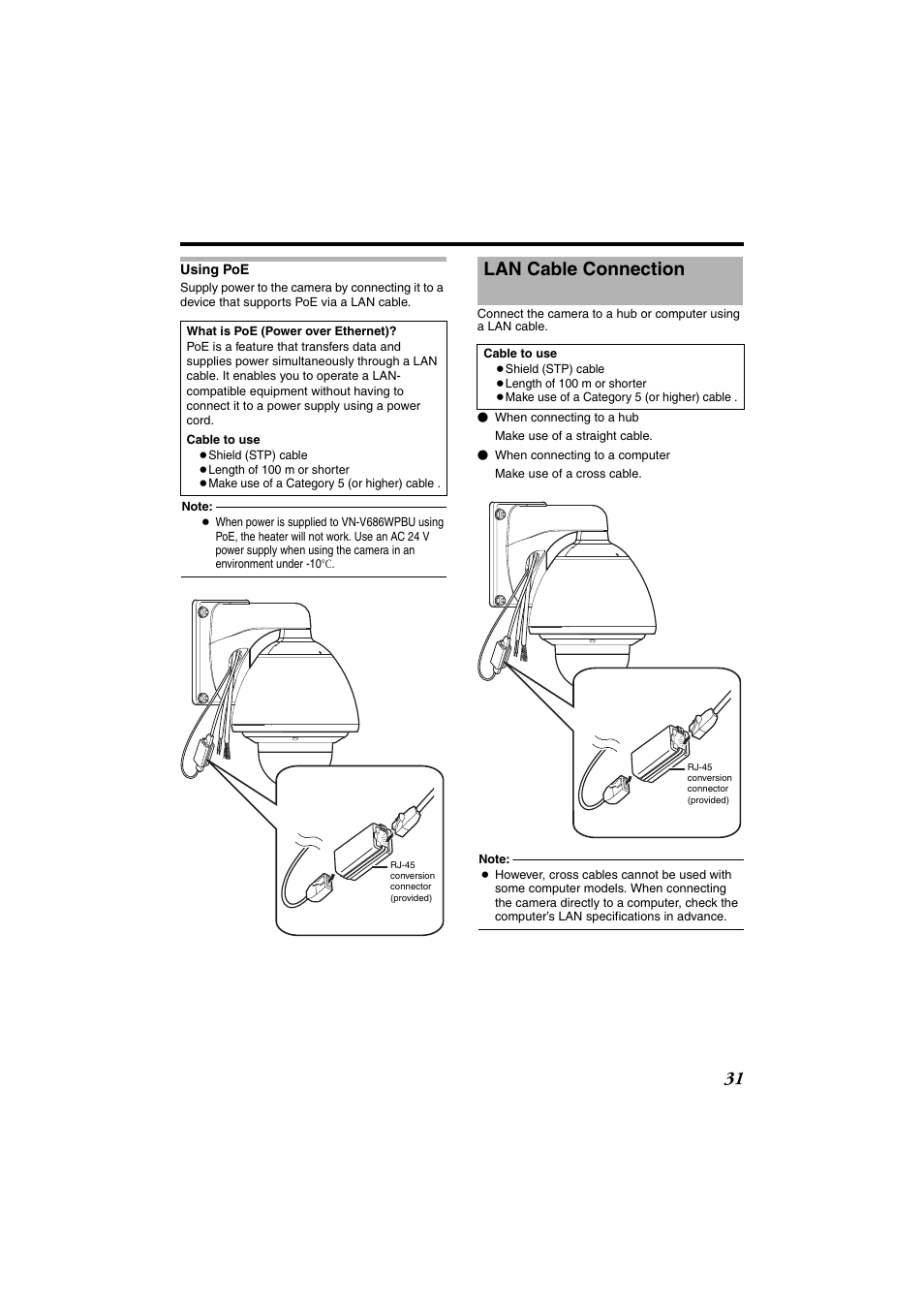 Lan cable connection | JVC VN-685U User Manual | Page 31 / 130