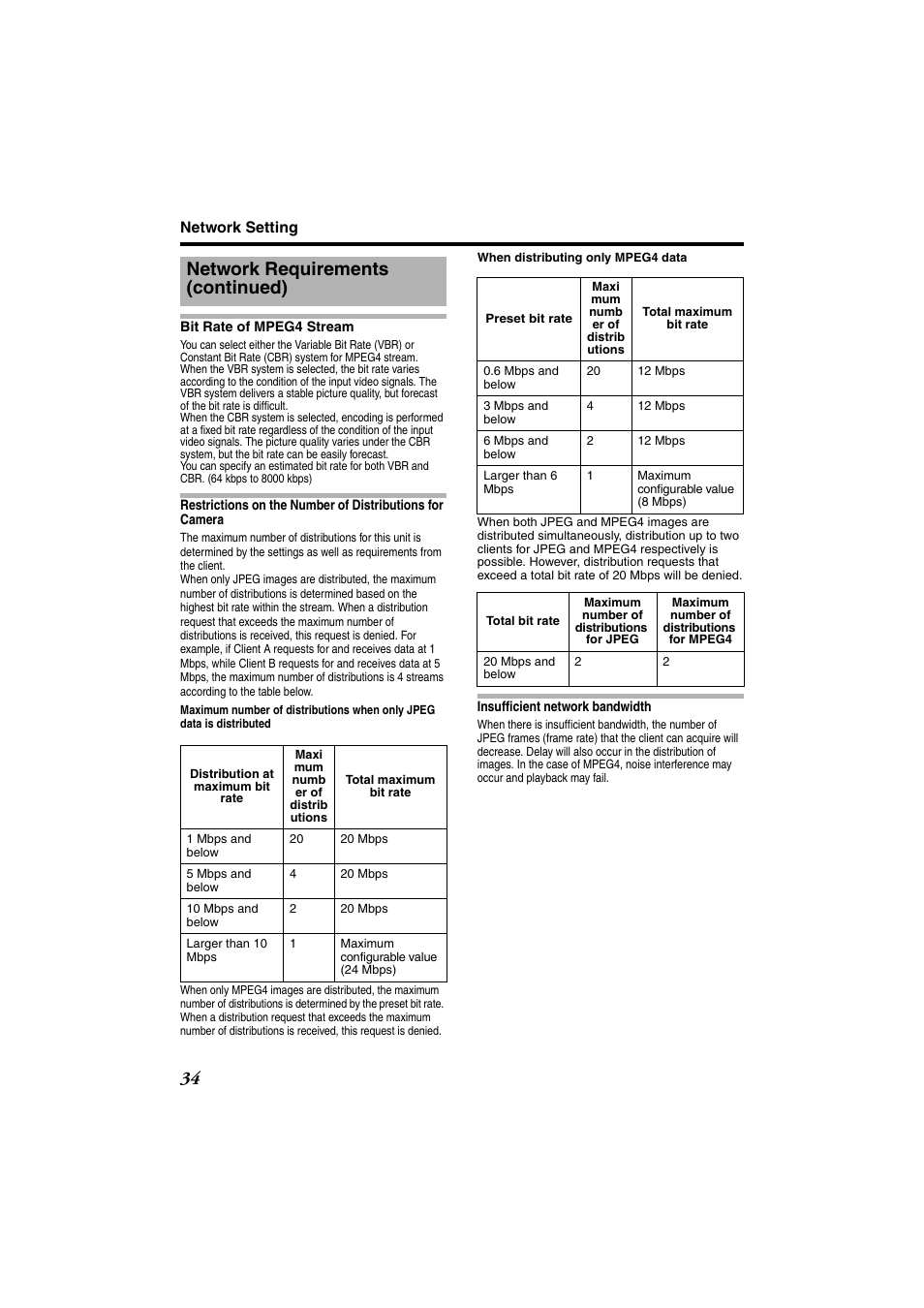 Network requirements (continued) | JVC VN-685U User Manual | Page 34 / 130