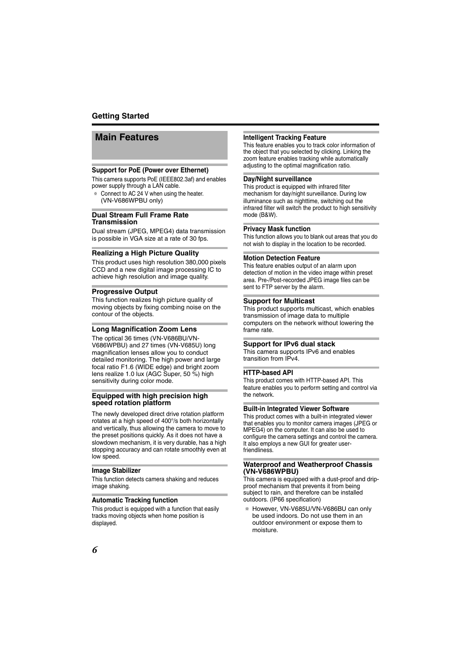 Main features | JVC VN-685U User Manual | Page 6 / 130