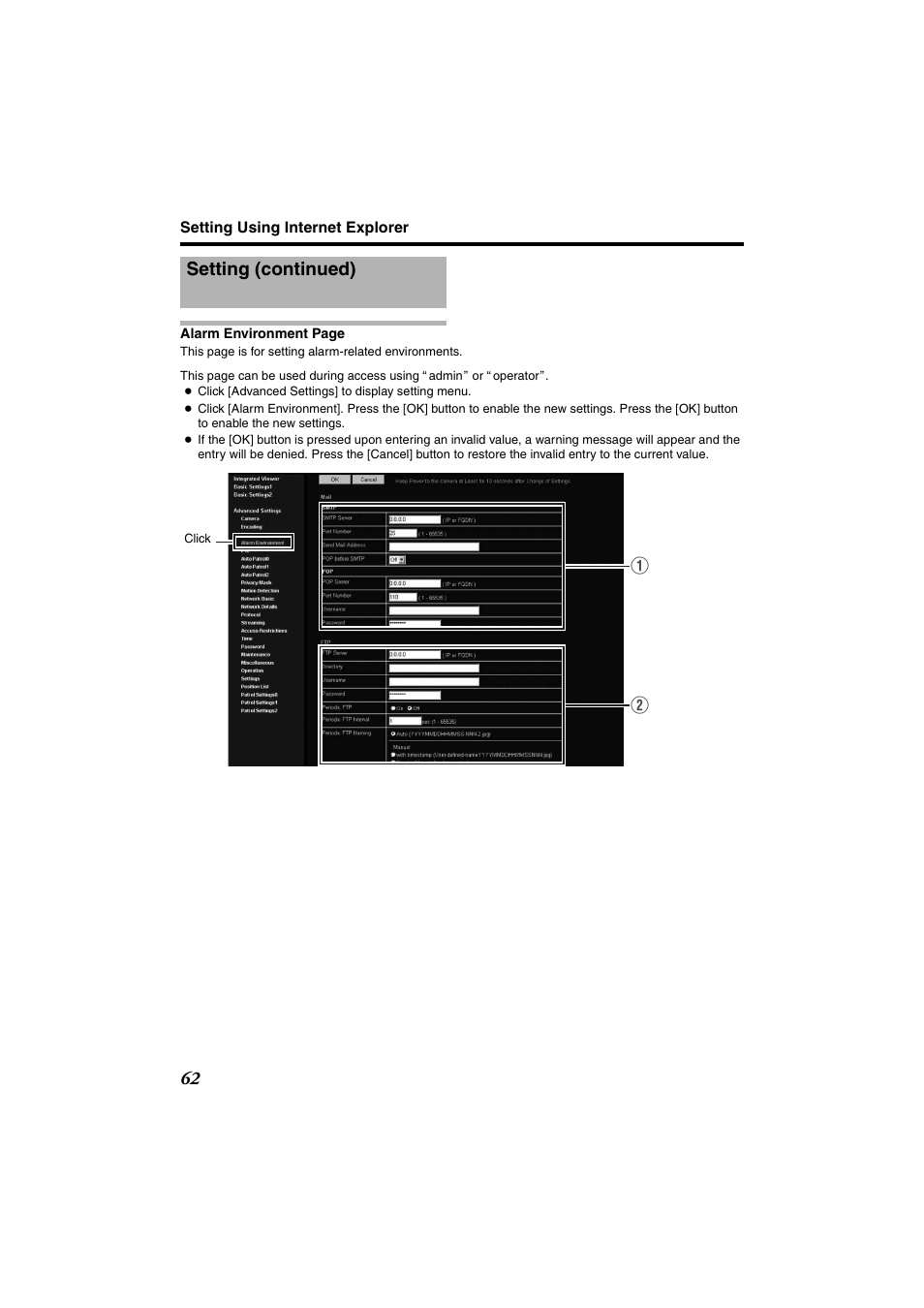 Setting (continued) | JVC VN-685U User Manual | Page 62 / 130