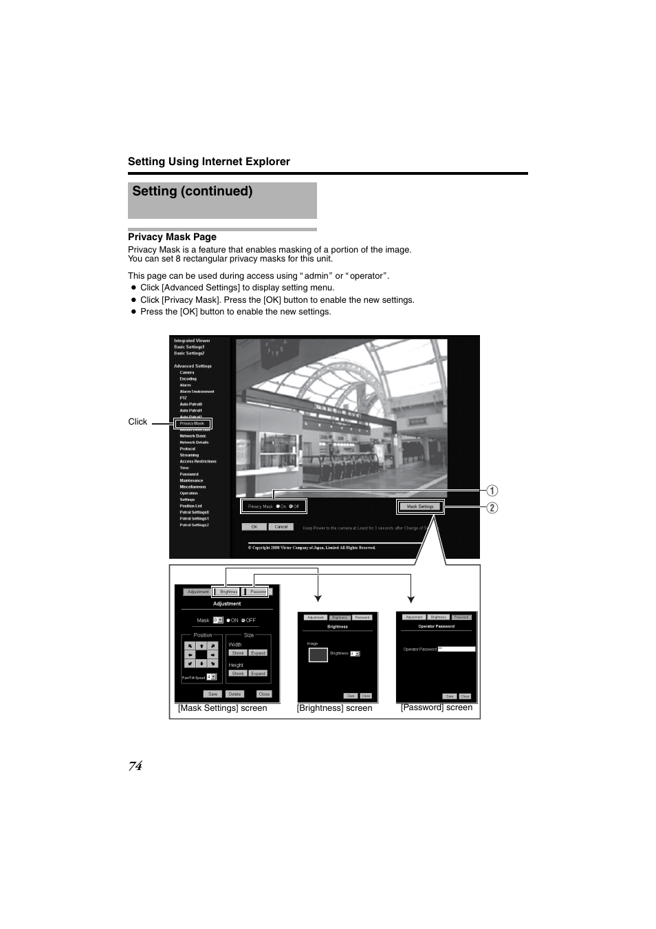 Setting (continued) | JVC VN-685U User Manual | Page 74 / 130