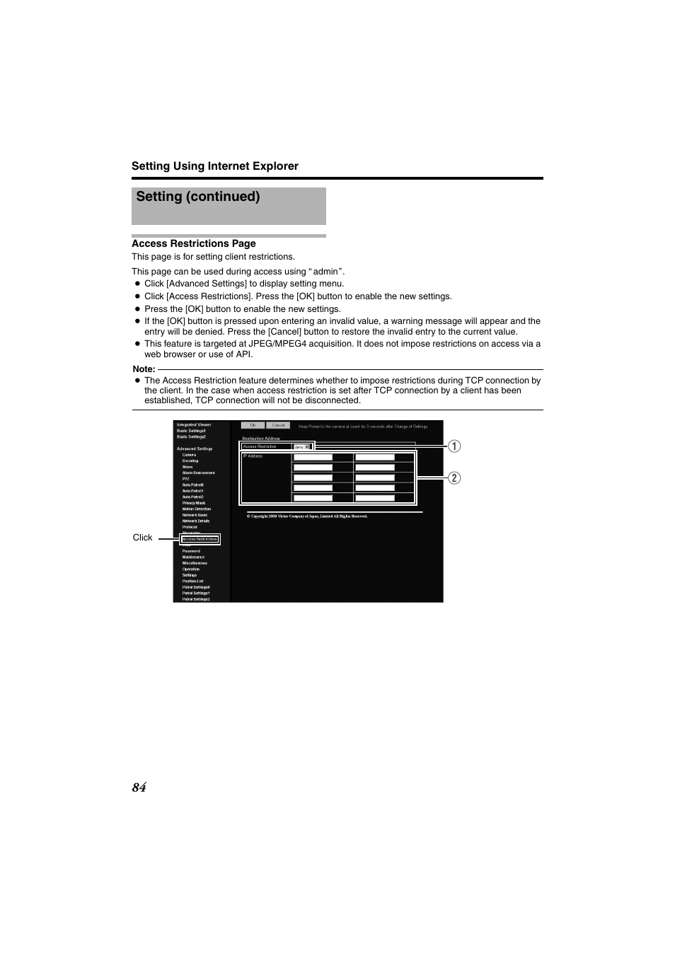 Setting (continued) | JVC VN-685U User Manual | Page 84 / 130
