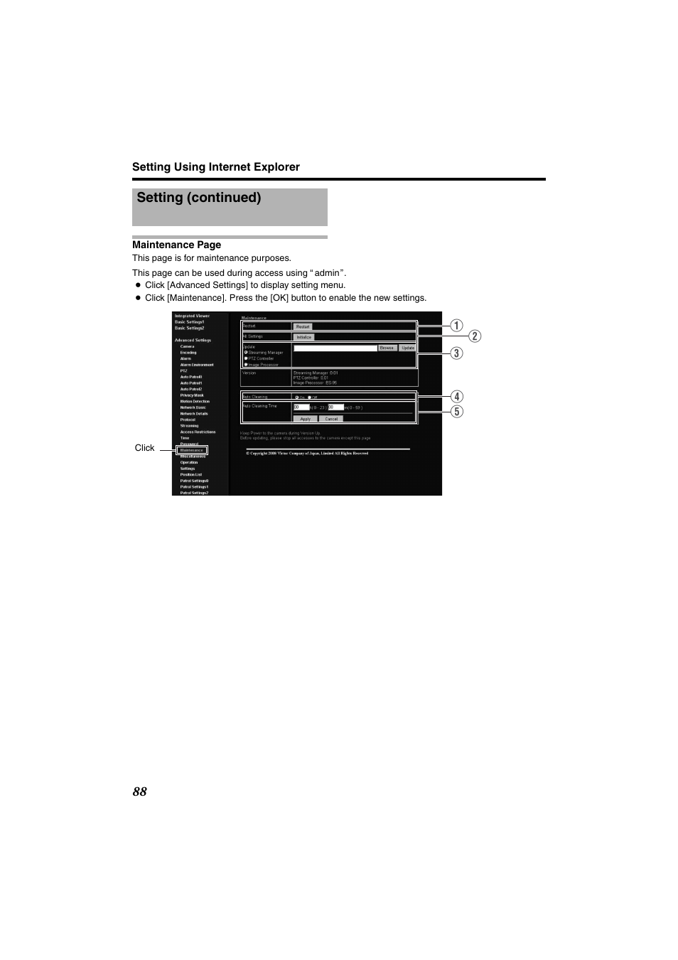 Setting (continued) | JVC VN-685U User Manual | Page 88 / 130