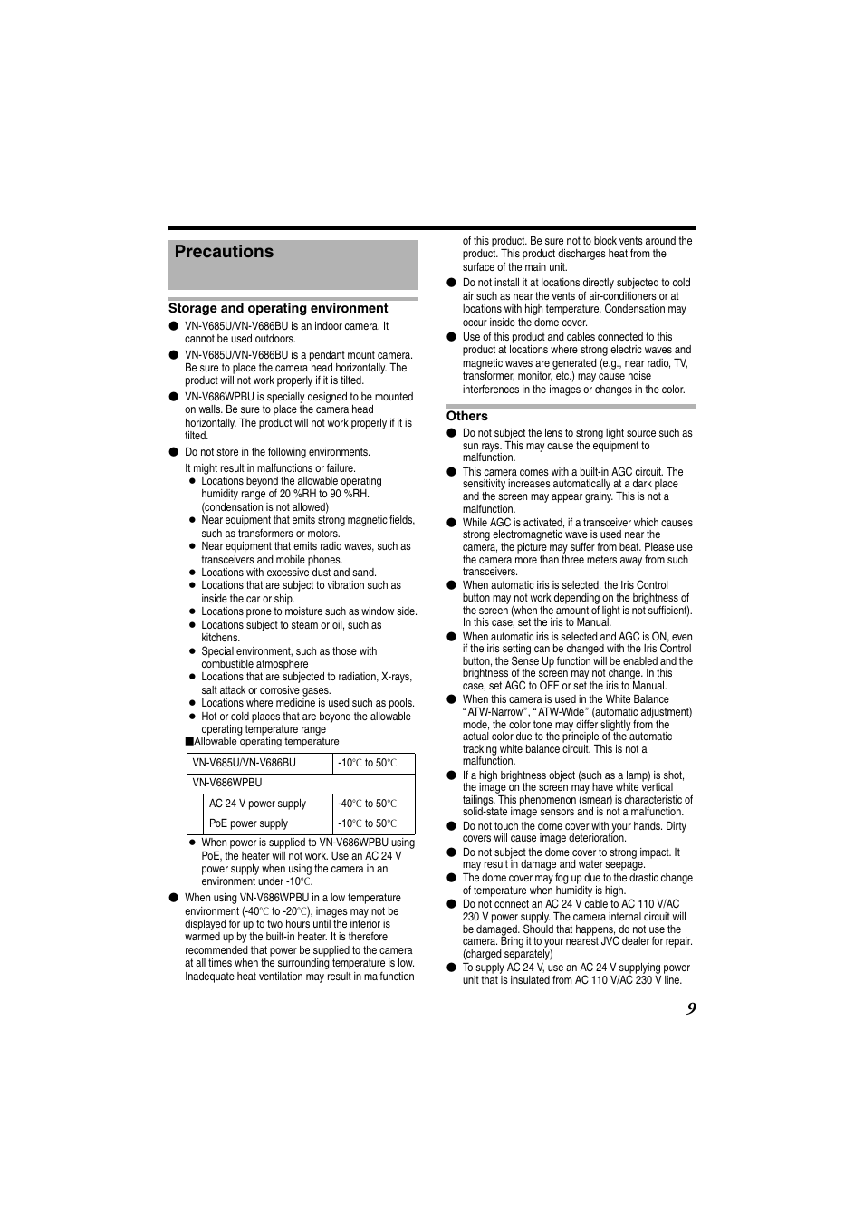 Precautions | JVC VN-685U User Manual | Page 9 / 130