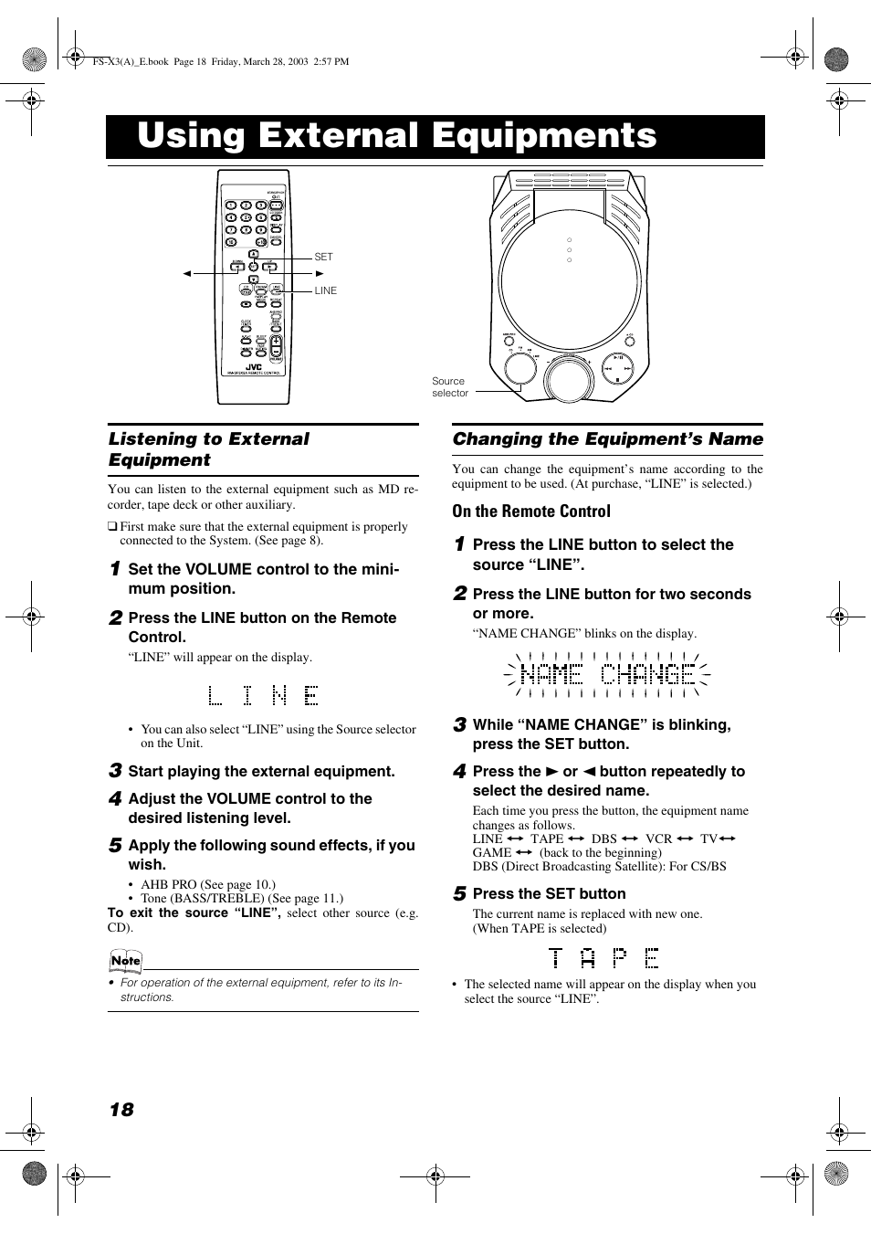 Using external equipments | JVC DLA FS-X3 User Manual | Page 20 / 30