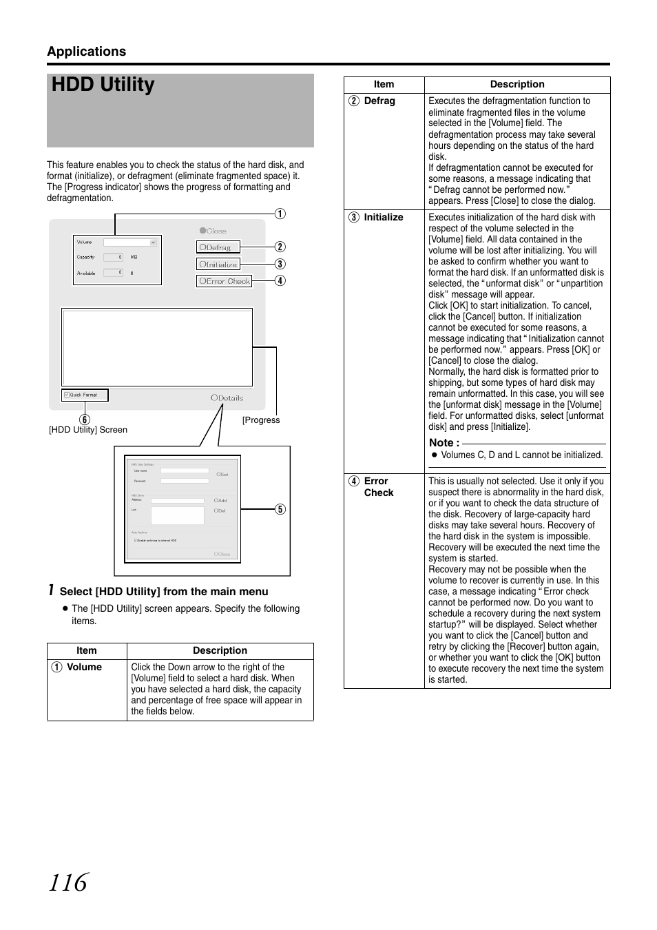 Hdd utility, Applications | JVC LST0728-001C User Manual | Page 124 / 168