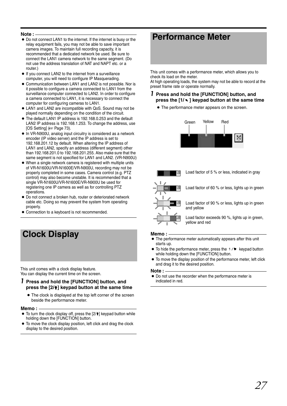 Clock display, Performance meter, Clock display performance meter | JVC LST0728-001C User Manual | Page 35 / 168