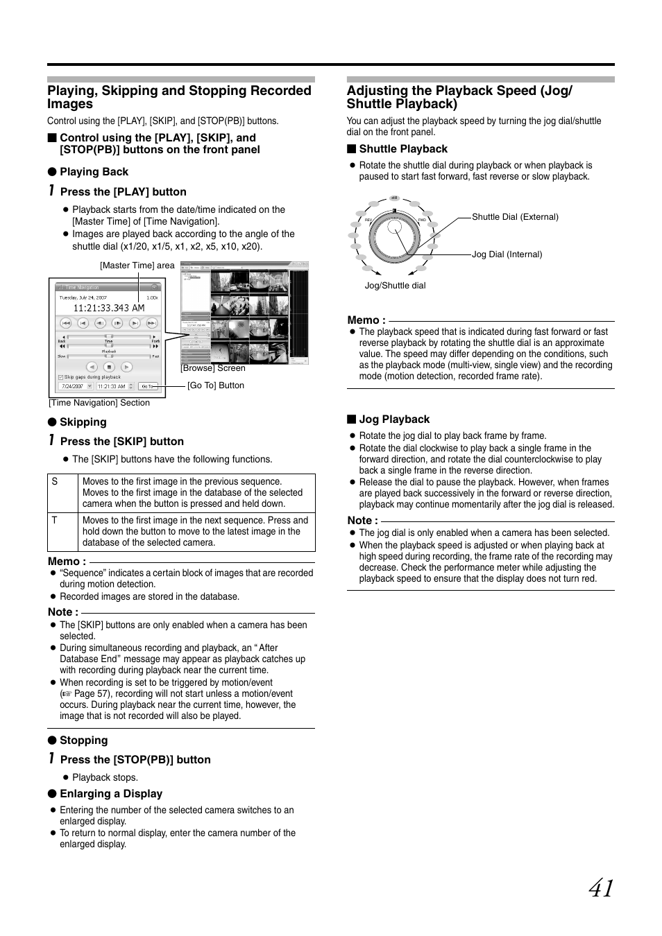 Playing, skipping and stopping recorded images, Adjusting the playback speed, Jog/shuttle playback) | JVC LST0728-001C User Manual | Page 49 / 168