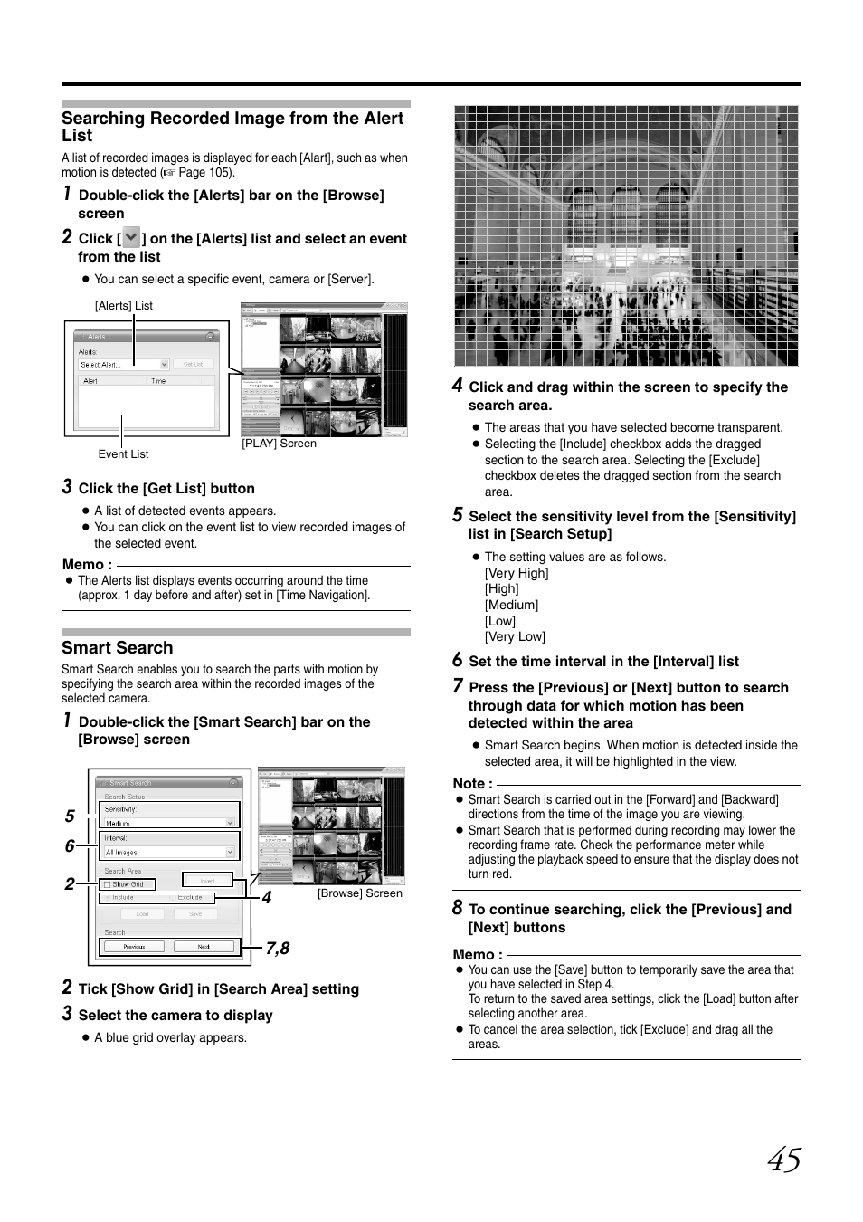Searching recorded image from the alert list, Smart search | JVC LST0728-001C User Manual | Page 53 / 168