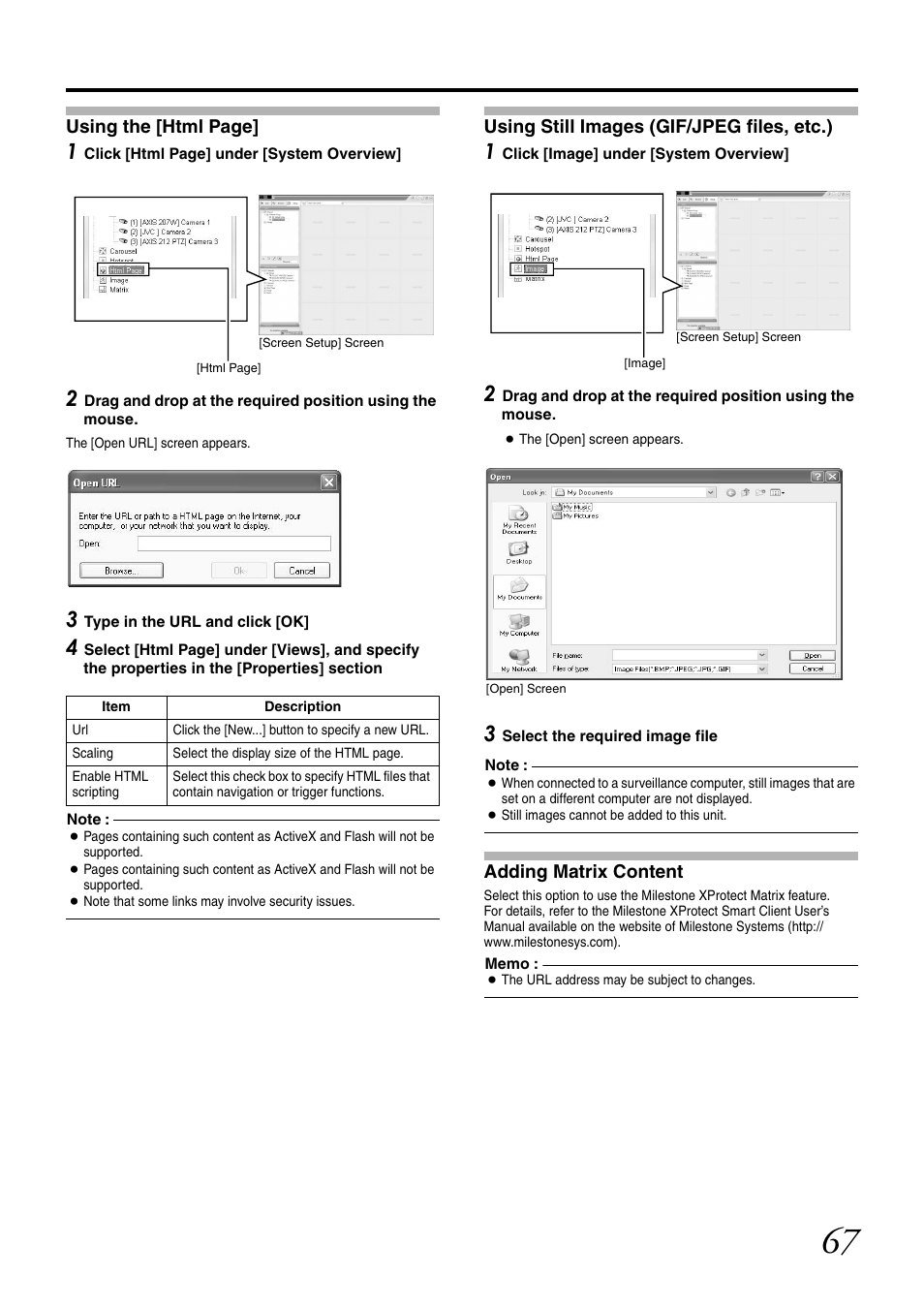 Using still images (gif/jpeg files, etc.), Adding matrix content | JVC LST0728-001C User Manual | Page 75 / 168