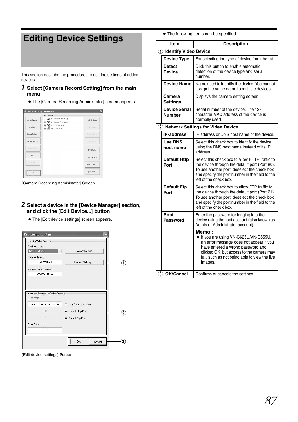 Editing device settings | JVC LST0728-001C User Manual | Page 95 / 168