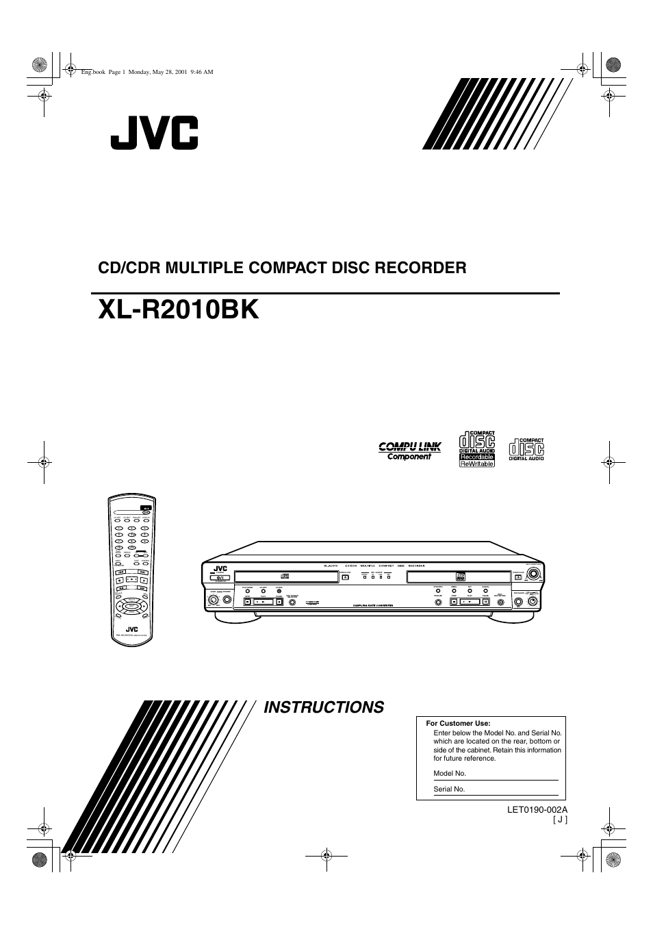 JVC XL-R2010BK User Manual | 47 pages