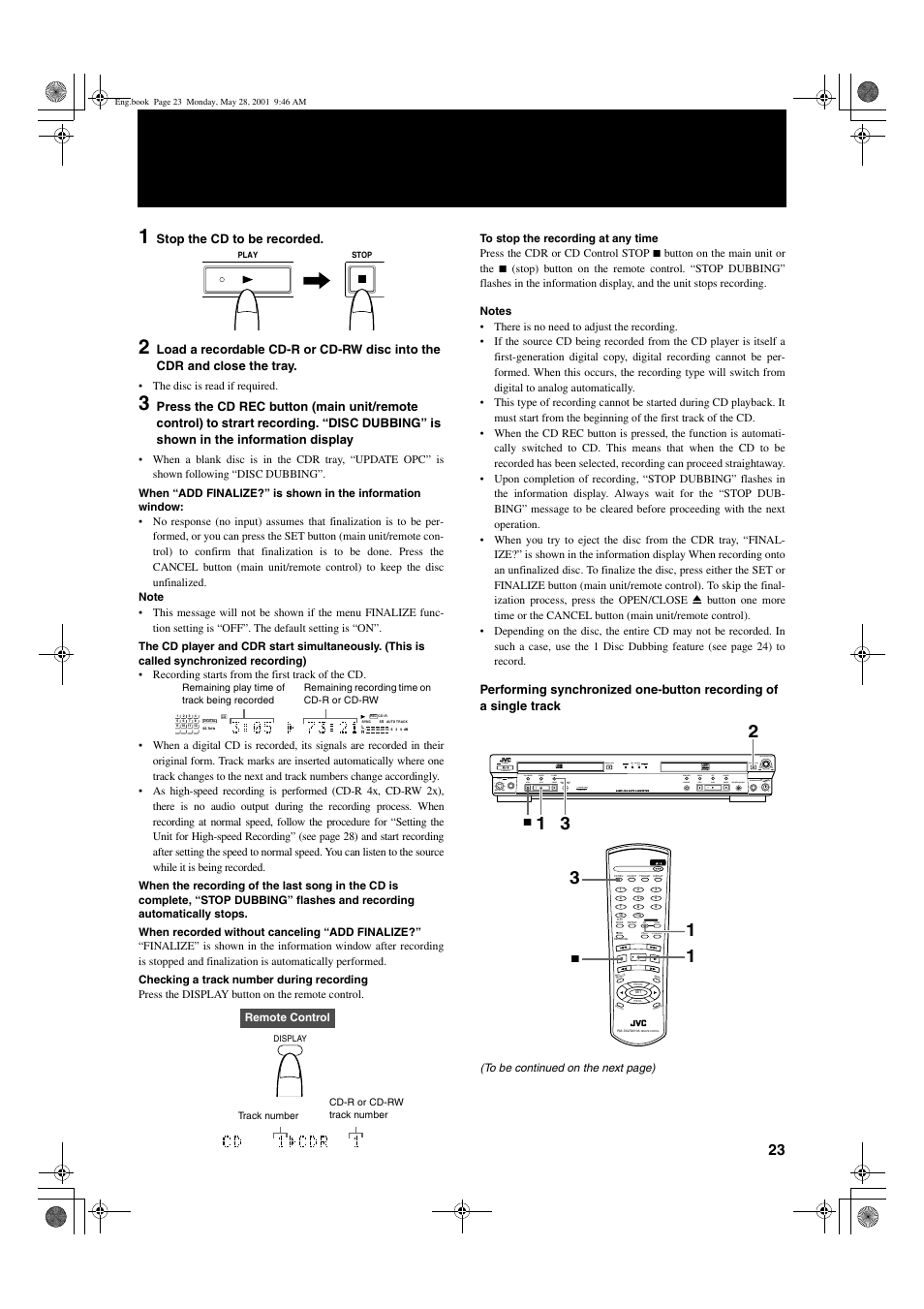 23 engli s h, Mix blance cd line line mic mic, Stop the cd to be recorded | JVC XL-R2010BK User Manual | Page 25 / 47